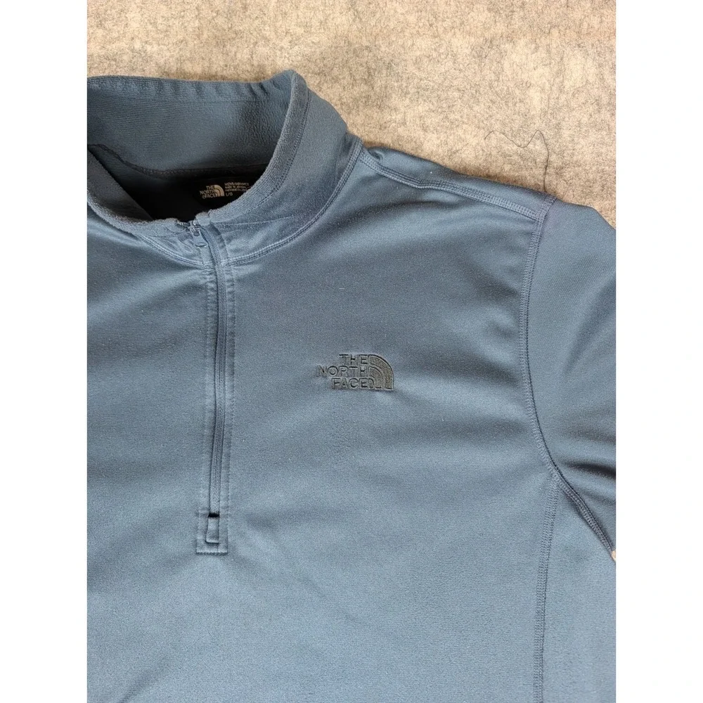 The North Face Mens Quarter Zip Pullover Blue Grey Performance Fleece L